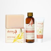 DERM.A Anti Acne Set by Doctora Pimple Popper - Acne Soap, Niacinamide Cream, Brightening Toner