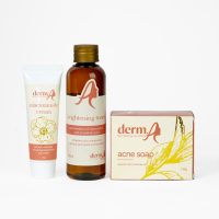 DERM.A Anti Acne Set by Doctora Pimple Popper - Acne Soap, Niacinamide Cream, Brightening Toner